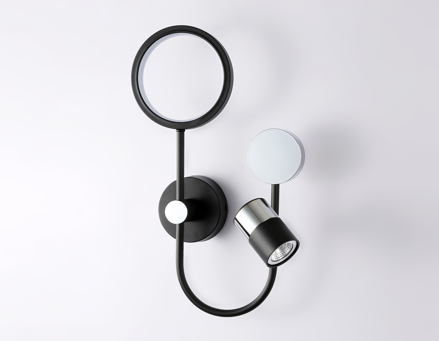 Настенный светодиодный светильник со сменной лампой FL51601/3 BK/CH черный/хром 11W 4200K+GU10 424*275*100