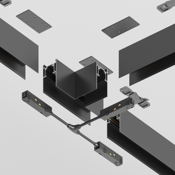 Коннектор Т-образный Gravity накладной черный магнитный Maytoni Technical TRA010CT-41B