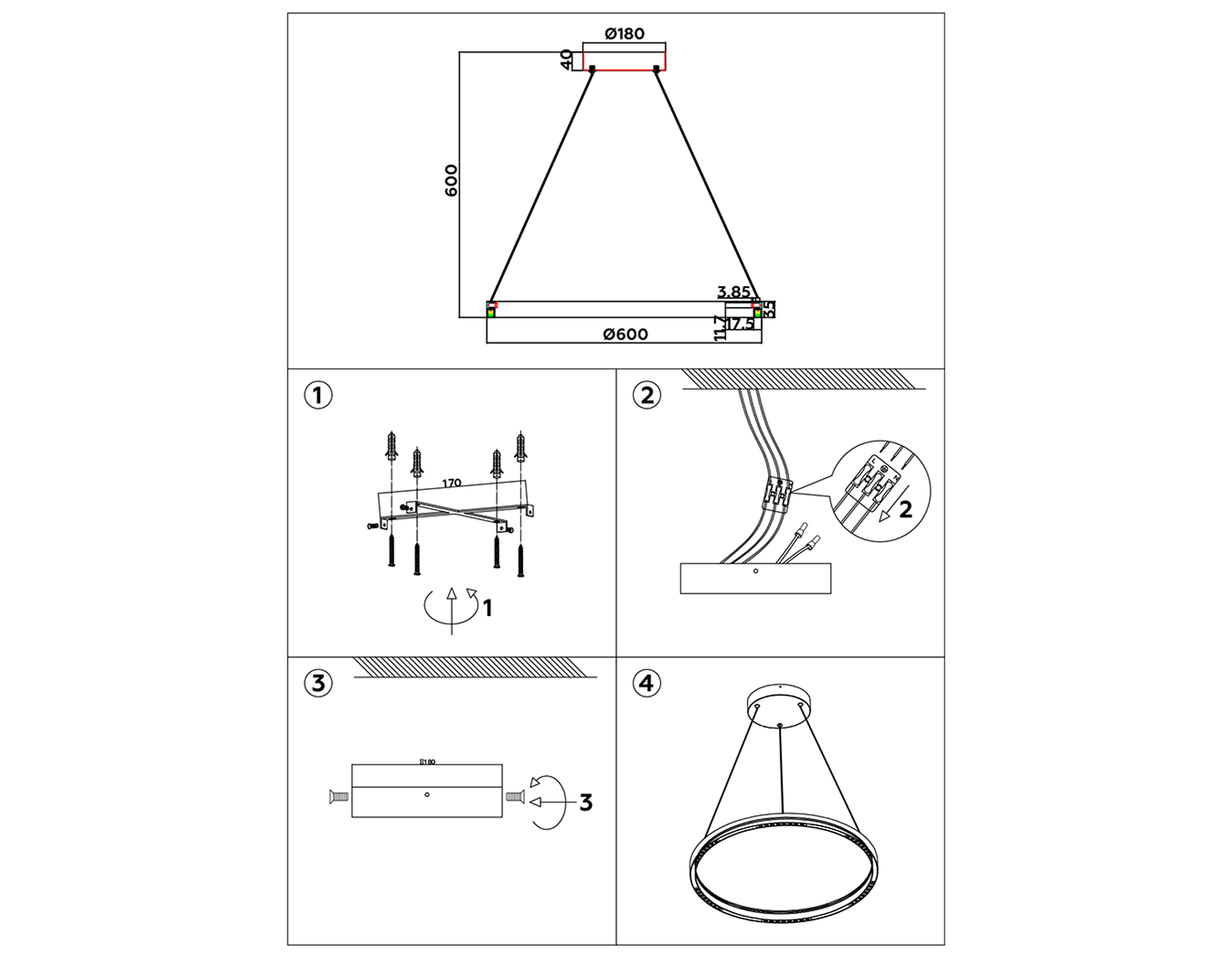Подвесной светодиодный светильник FL5851 WH белый 35W 3000K/4200K/6400K D600*600 (без ПДУ)