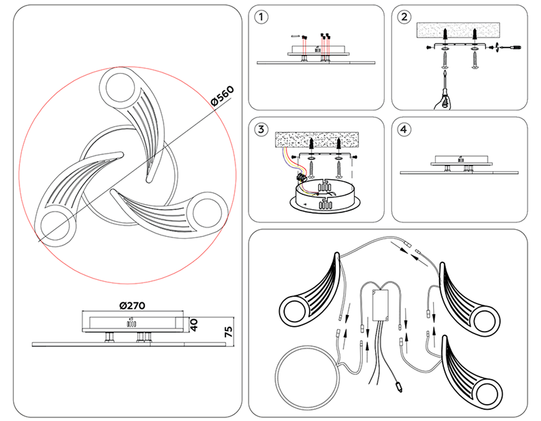 Потолочный светодиодный светильник с пультом FA4475/3 WH белый 66W 3000K+BL/4200K+PU/3000K+6400K D560*75 (ПДУ ИК)