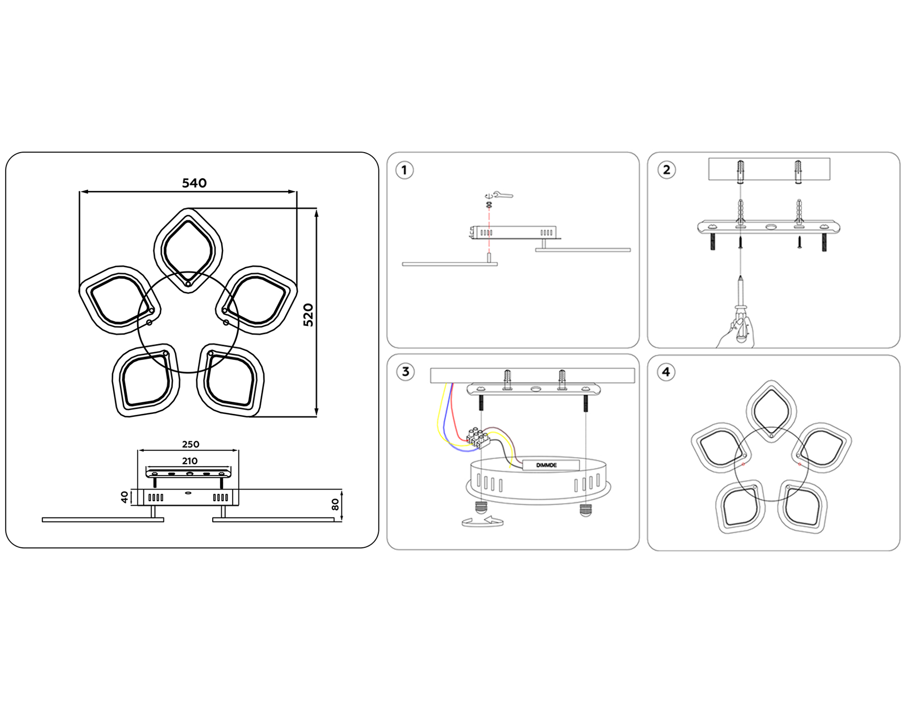 Потолочный светодиодный светильник с пультом FA443/5 CF кофе 60W 540*520*80 (ПДУ РАДИО 2.4G)