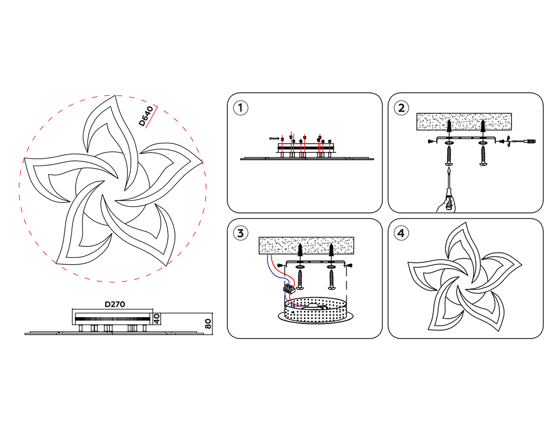 Потолочный светодиодный светильник с пультом FA4472/5 BK белый 56W 3000K/4200K/6400K D640*80 (ПДУ ИК)