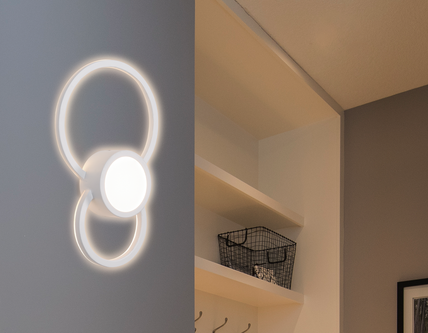 Настенный светодиодный светильник с акрилом FL413 WH белый LED 3000K 24W 340*210*50