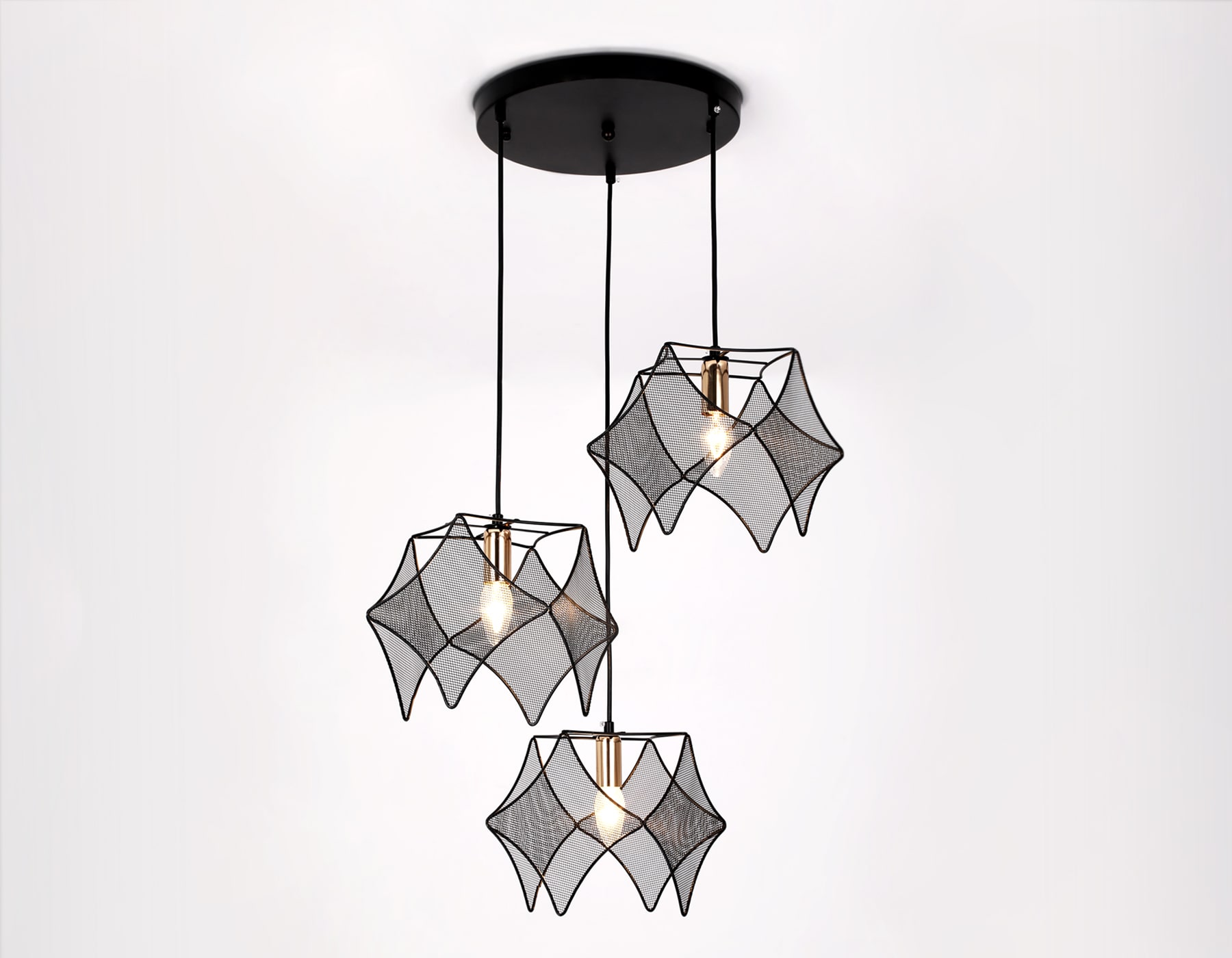 Подвесной светильник в стиле лофт TR8427/3 BK/GD черный/золото E14/3 max 40W D510*1000