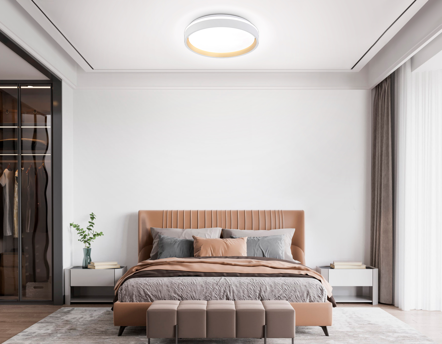 Светодиодный светильник RGB с пультом управления FZ601 WH/GD белый/золото IP20 46W 3000K-6500K+RGB D390*80 (ПДУ ИК)