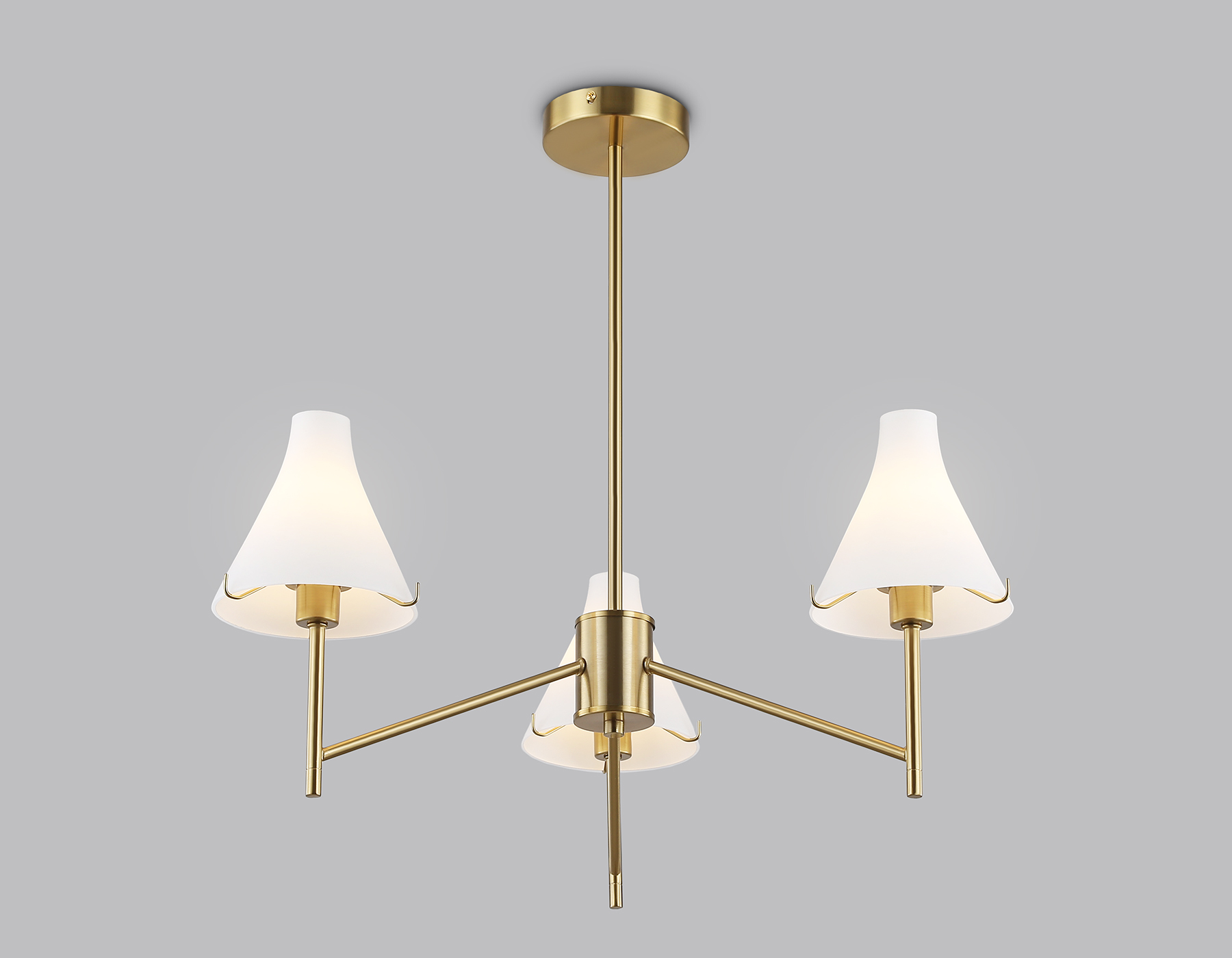 Люстра со стеклянными плафонами на штанге LH57131/3 BS/FR латунь/белый матовый E14/3 max 40W D650*590