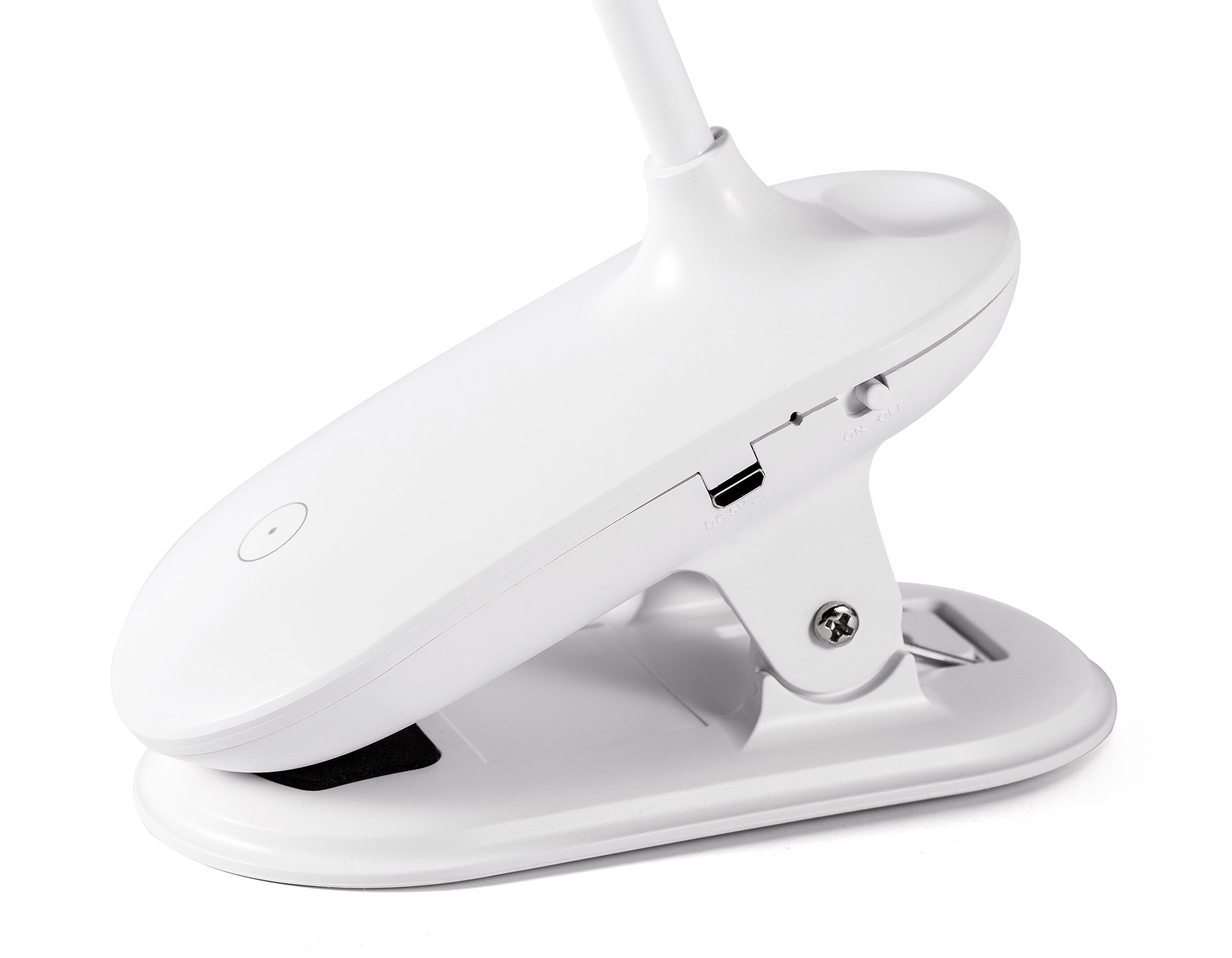 Светодиодная настольная лампа с прищепкой, гибкой ножкой и аккумуляторной батареей DE700 WH белый LED 3000-6000K 6W