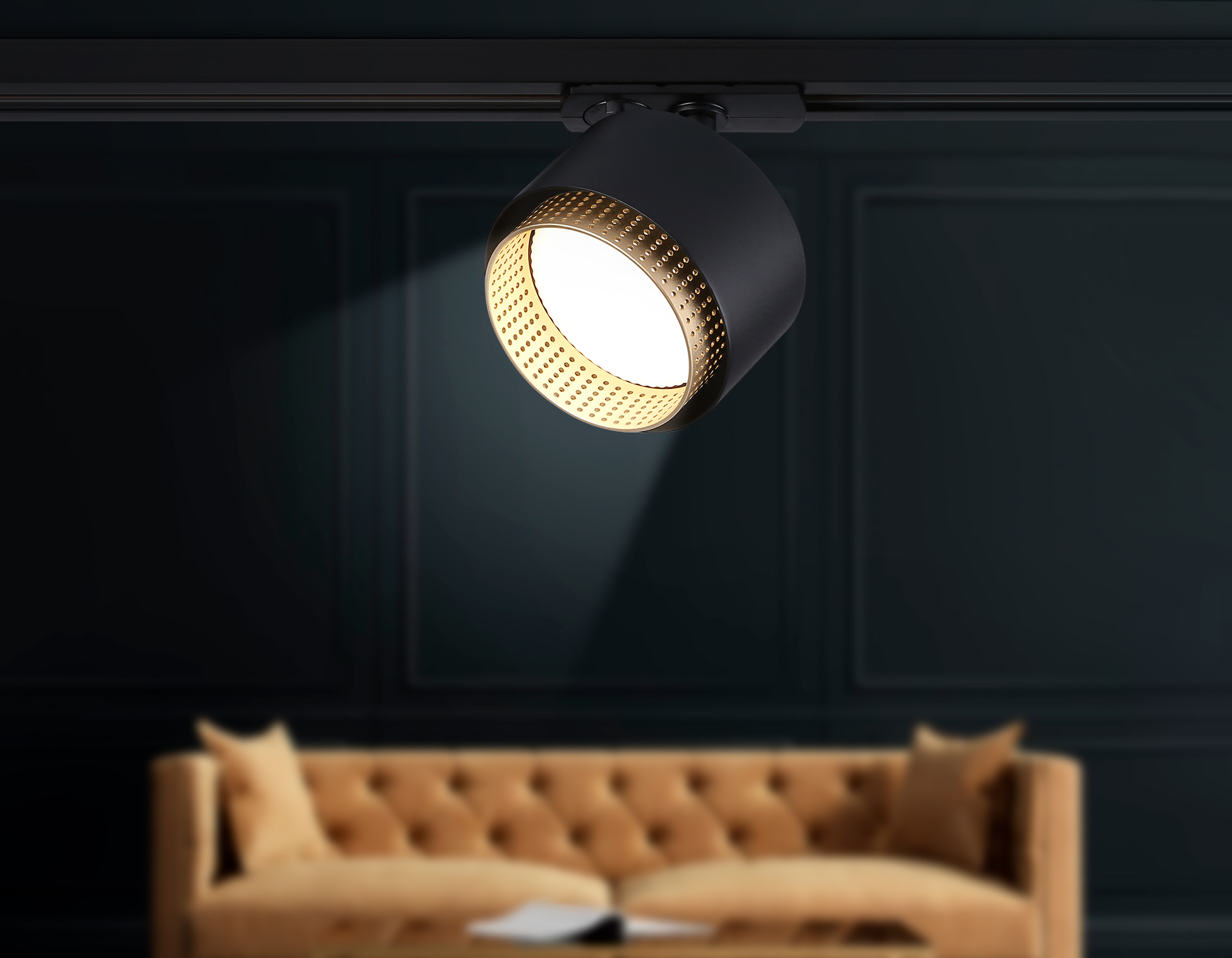 Трековый однофазный светильник со сменной лампой GL5381 BK/GD черный/золото GX53 max 12W D95*130