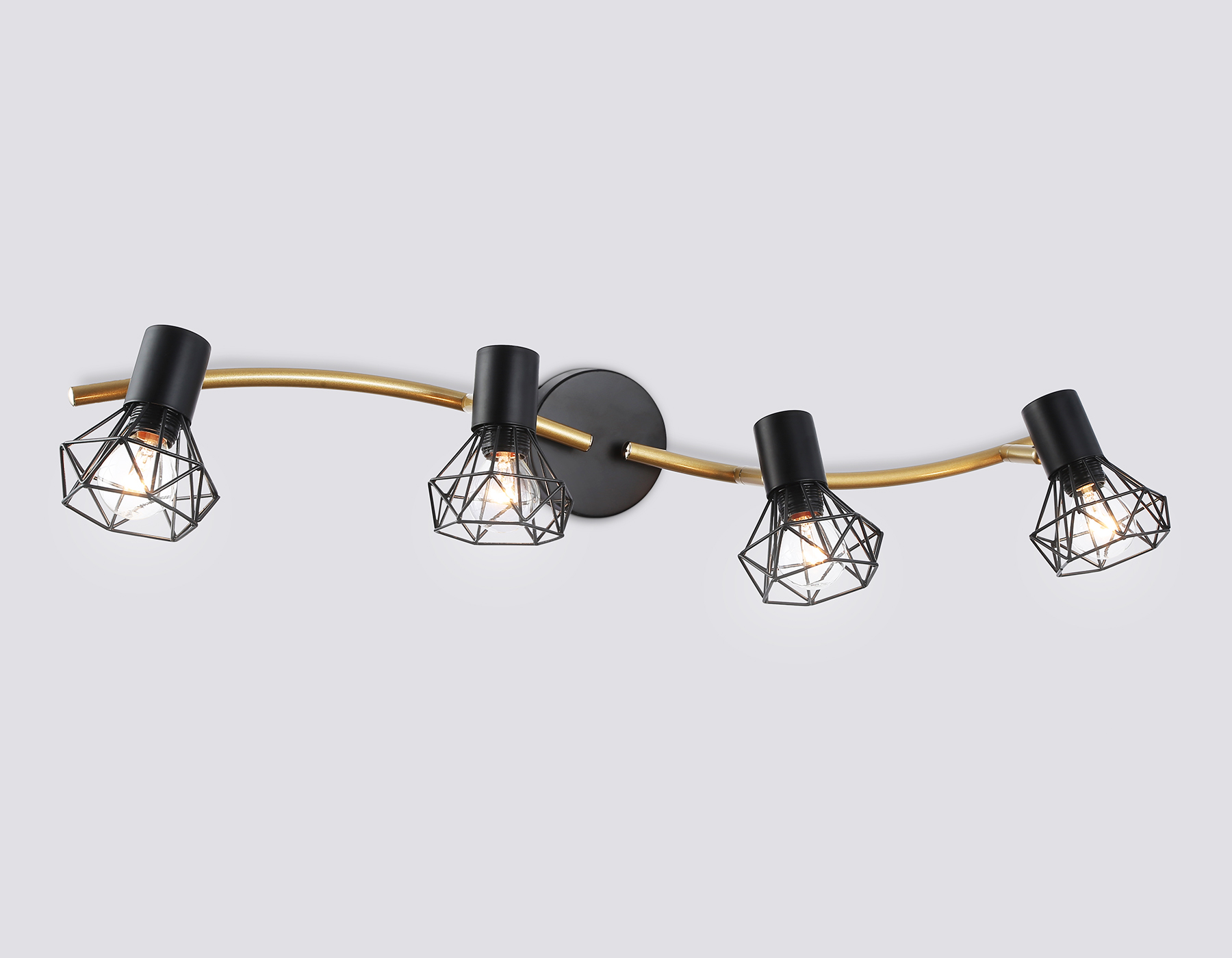 Настенно-потолочный спот в стиле лофт TR8658/4 BK/GD черный/золото E14/4 max 60W 750*100*185