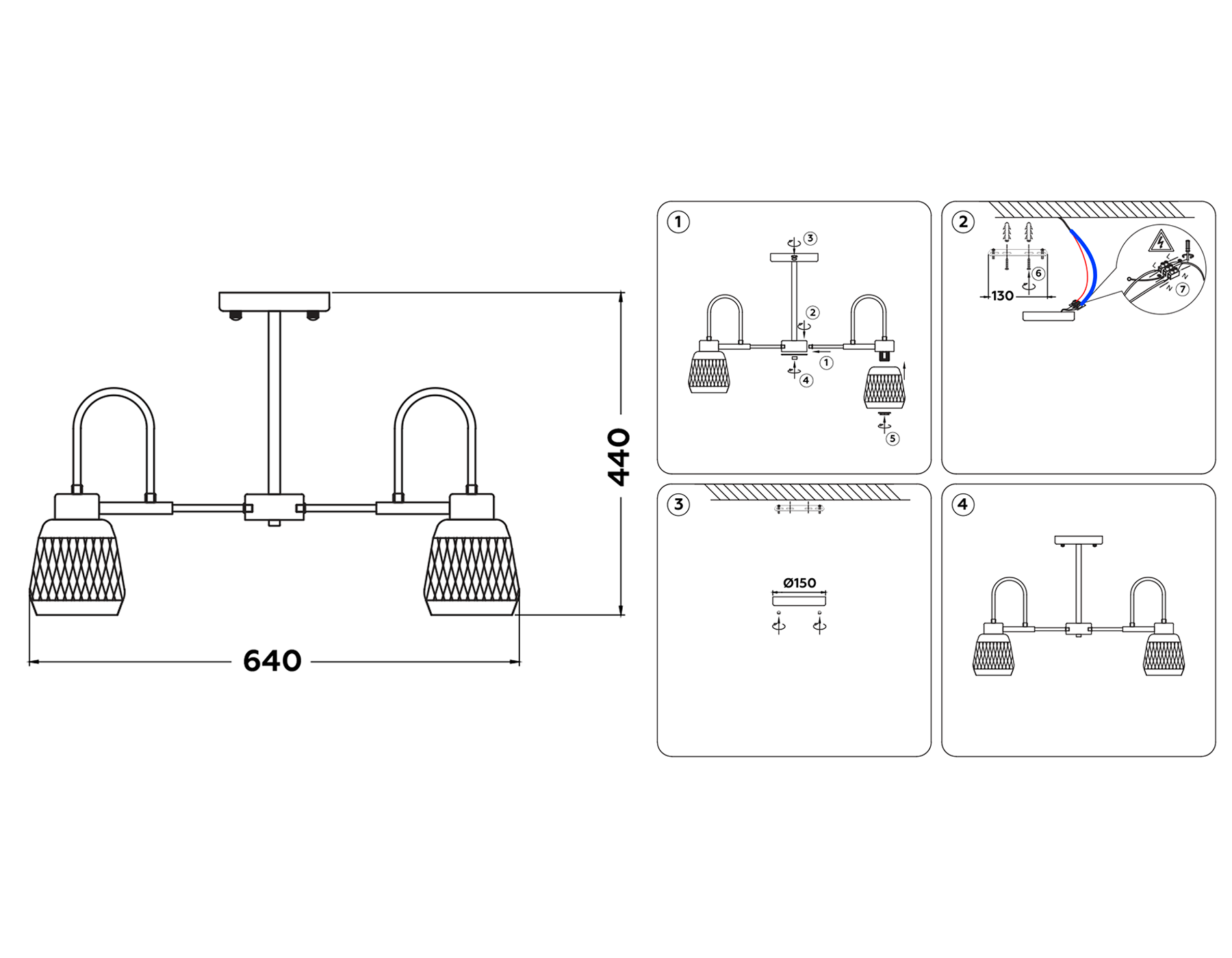 Подвесная люстра со сменной лампой TR8002/5 SB/BK бронза/черный E27 max 40W D640*440