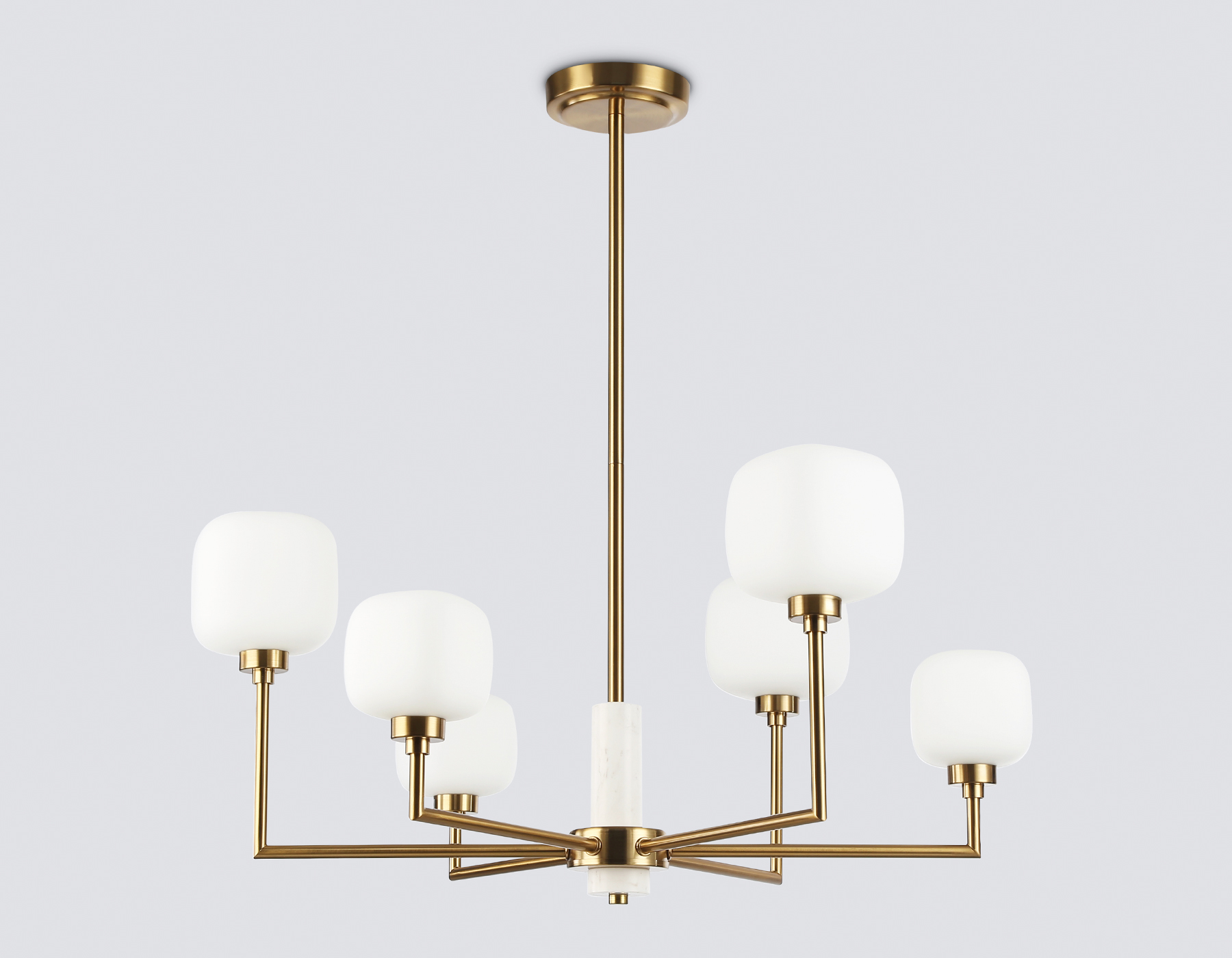 Люстра на штанге с мрамором LH53015/6 BS/FR латунь/белый матовый G9*6 max 40W D690*680