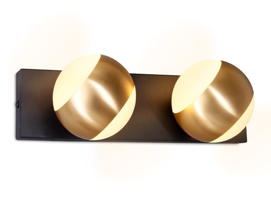 Настенный поворотный светильник с акрилом FW575/2 SBK/GD черный песок/золото G9 max 40W 260*70*85