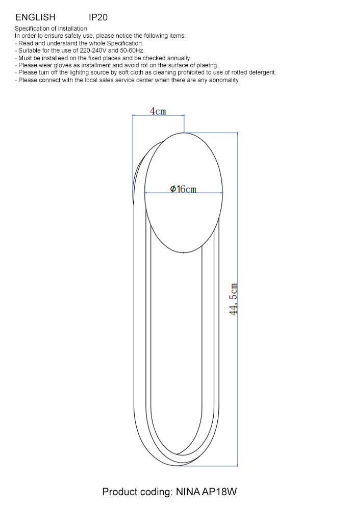 Бра Crystal Lux NINA AP18W LED BRASS