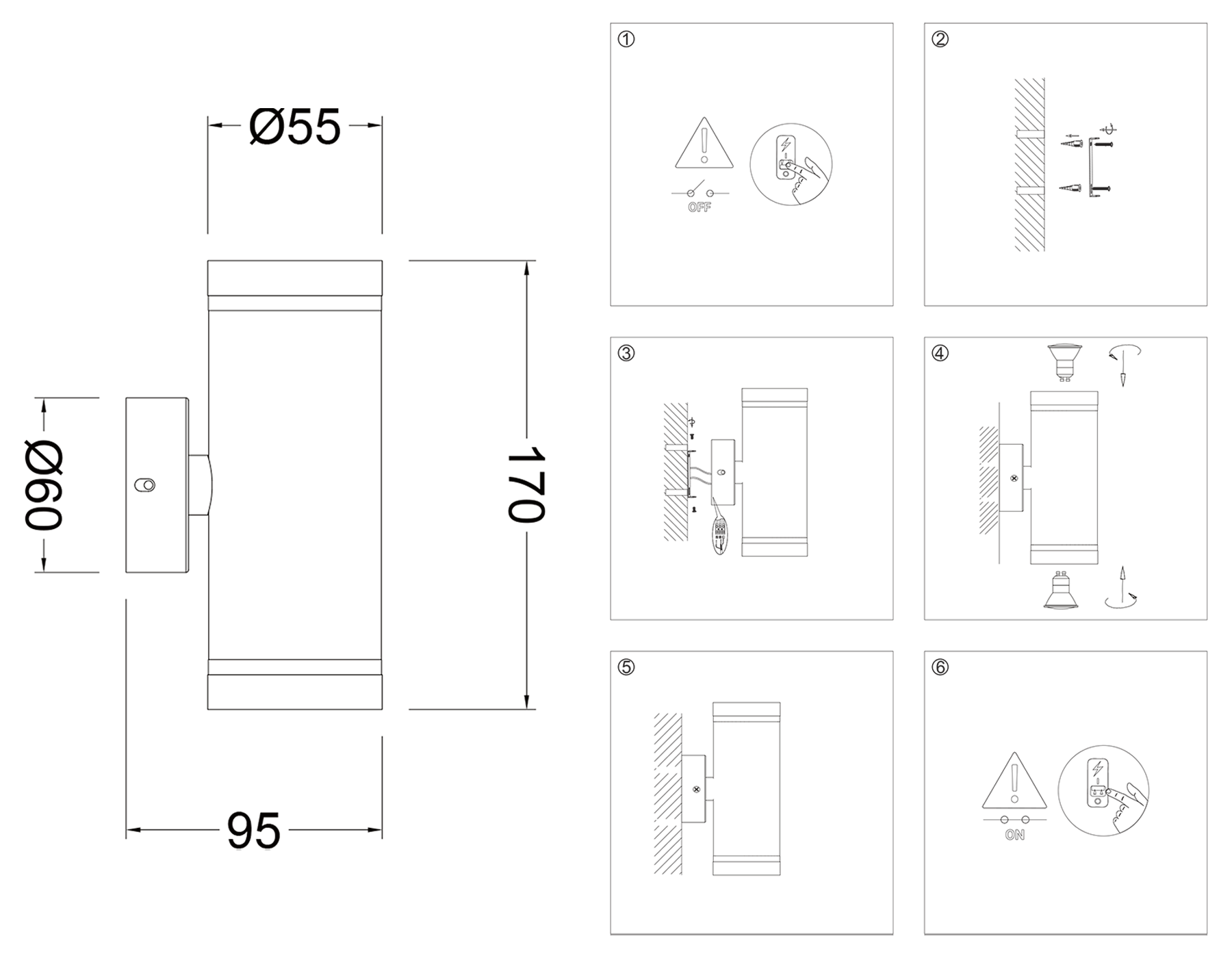Настенный светильник со сменной лампой GU10 и акрилом FW2488/2 WH белый GU10/2 max 12W 170*55*95