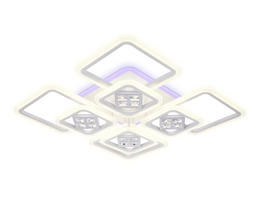 Потолочный светодиодный светильник с пультом FA289/4+4 WH белый 176W 820*820*120 (ПДУ РАДИО 2.4G)