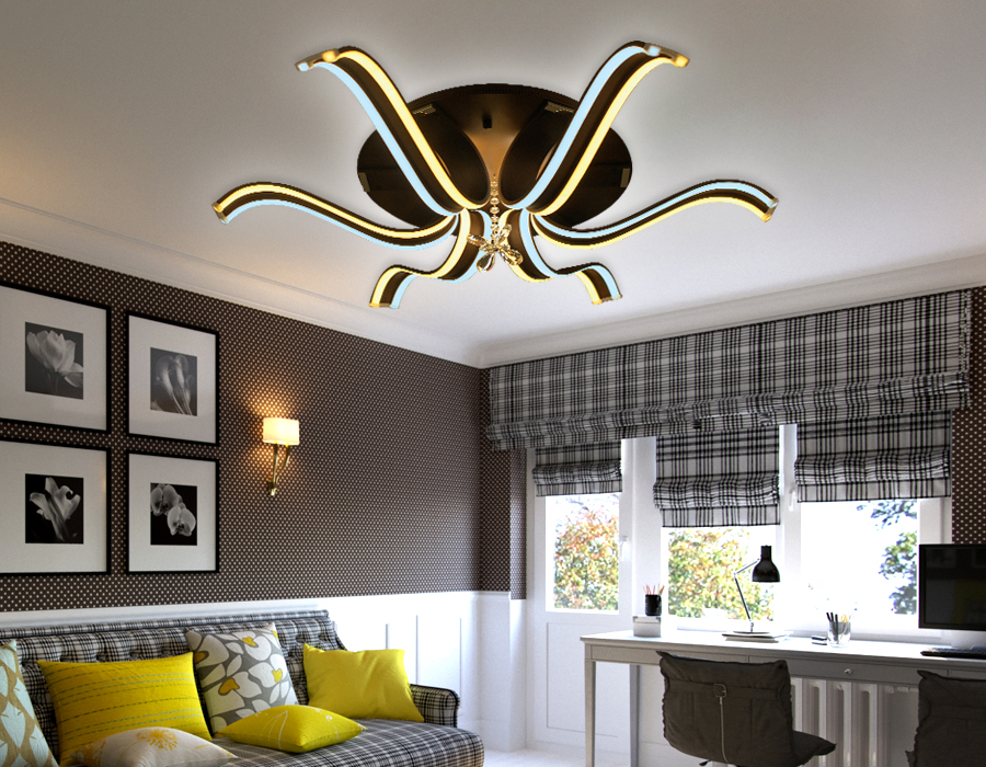 Потолочный светодиодный светильник с пультом FL144/6 CF кофе 84W D900*200 (ПДУ РАДИО 2.4)