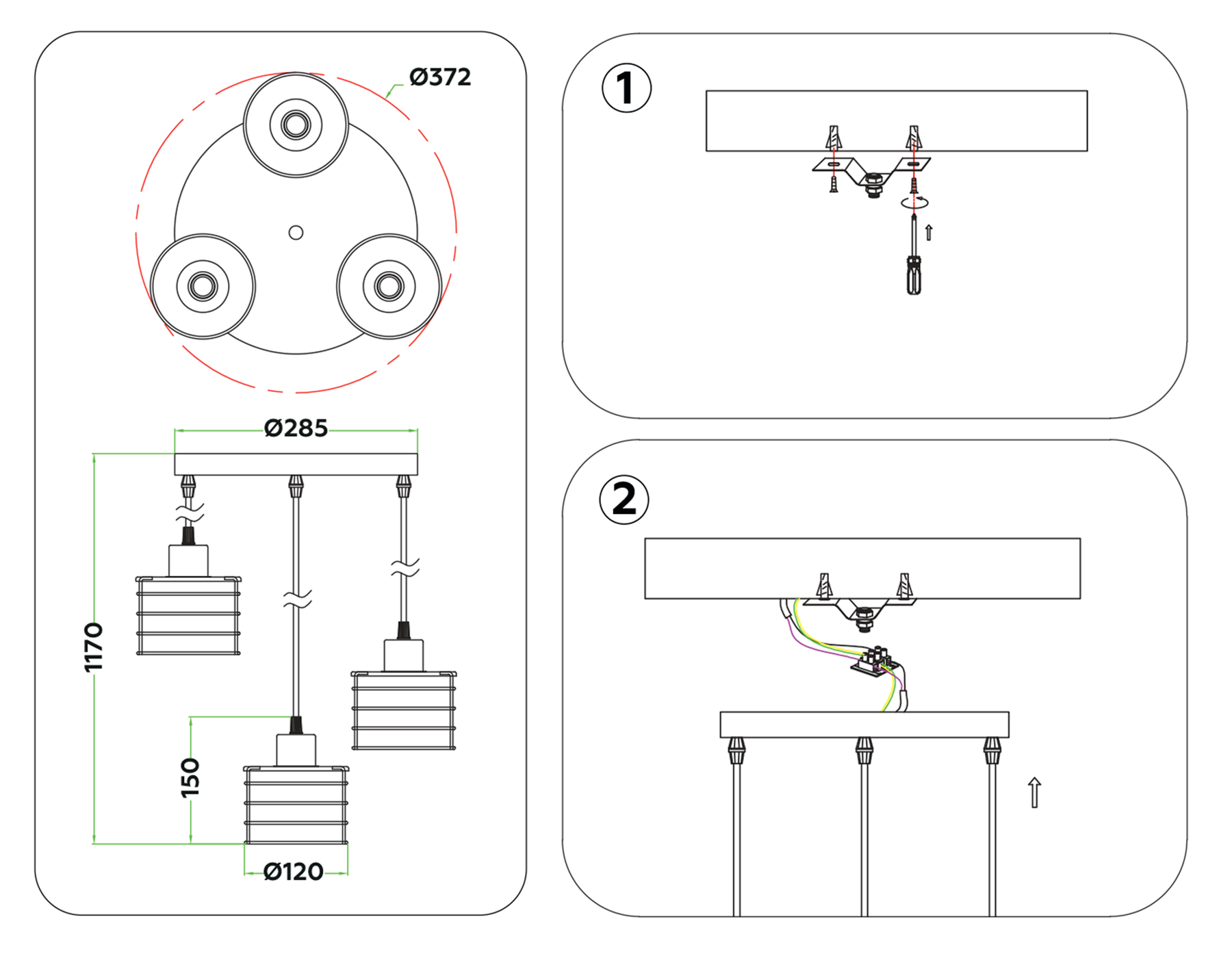 Подвесной светильник в стиле лофт TR8078/3 WH белый E27*3 max 40W D372*1170