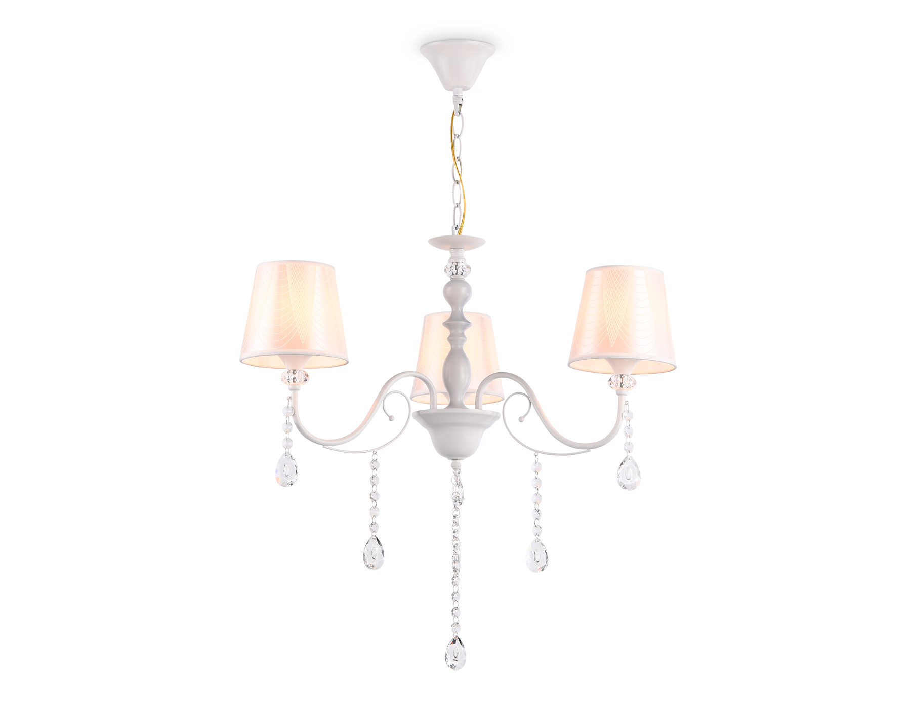 Подвесная люстра с абажуром и хрусталем TR4601/3 WH белый E27/3 max 40W D620*865