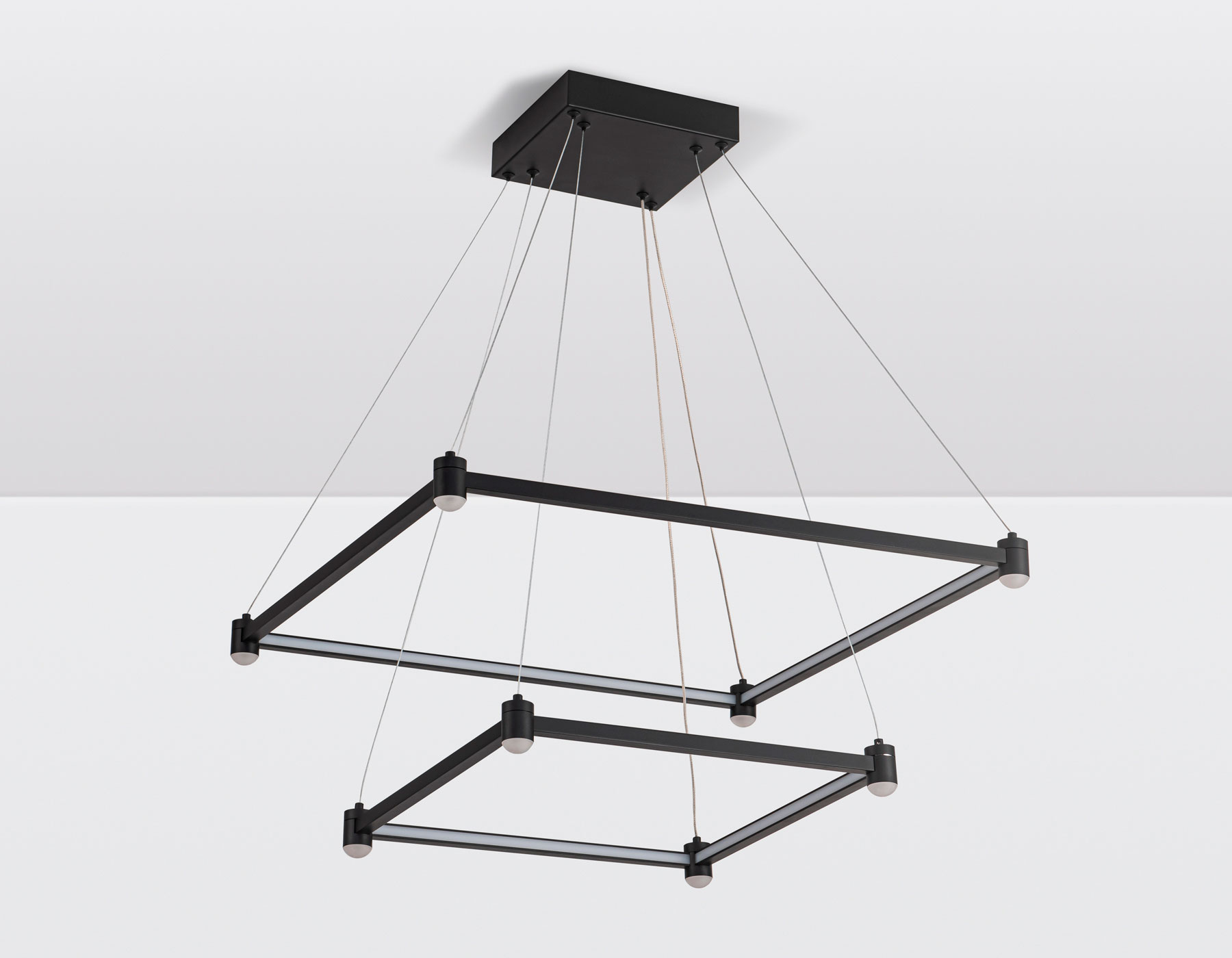 Подвесной светодиодный светильник FL5597/2+8 BK черный 60W 3000K/4200K/6400K 600*600*1300 (без ПДУ)