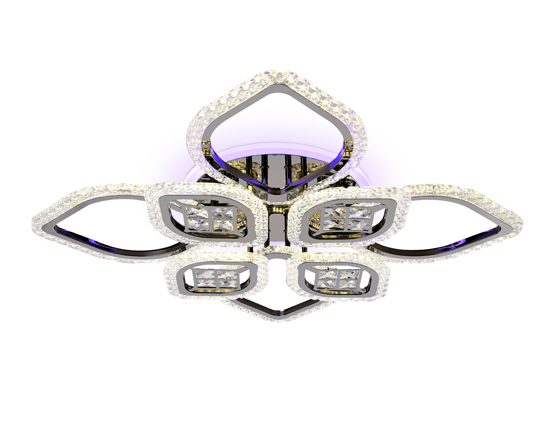 Потолочный светодиодный светильник с пультом FA283/4+4 CH хром 147W 750*750*120 (ПДУ РАДИО 2.4G)