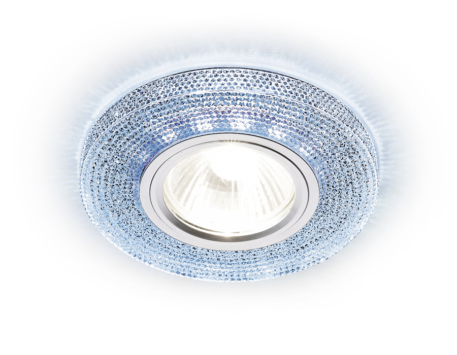 Встраиваемый точечный светильник MR16 с LED подсветкой S290 BL хром/сапфир/MR16+3W(LED WHITE)