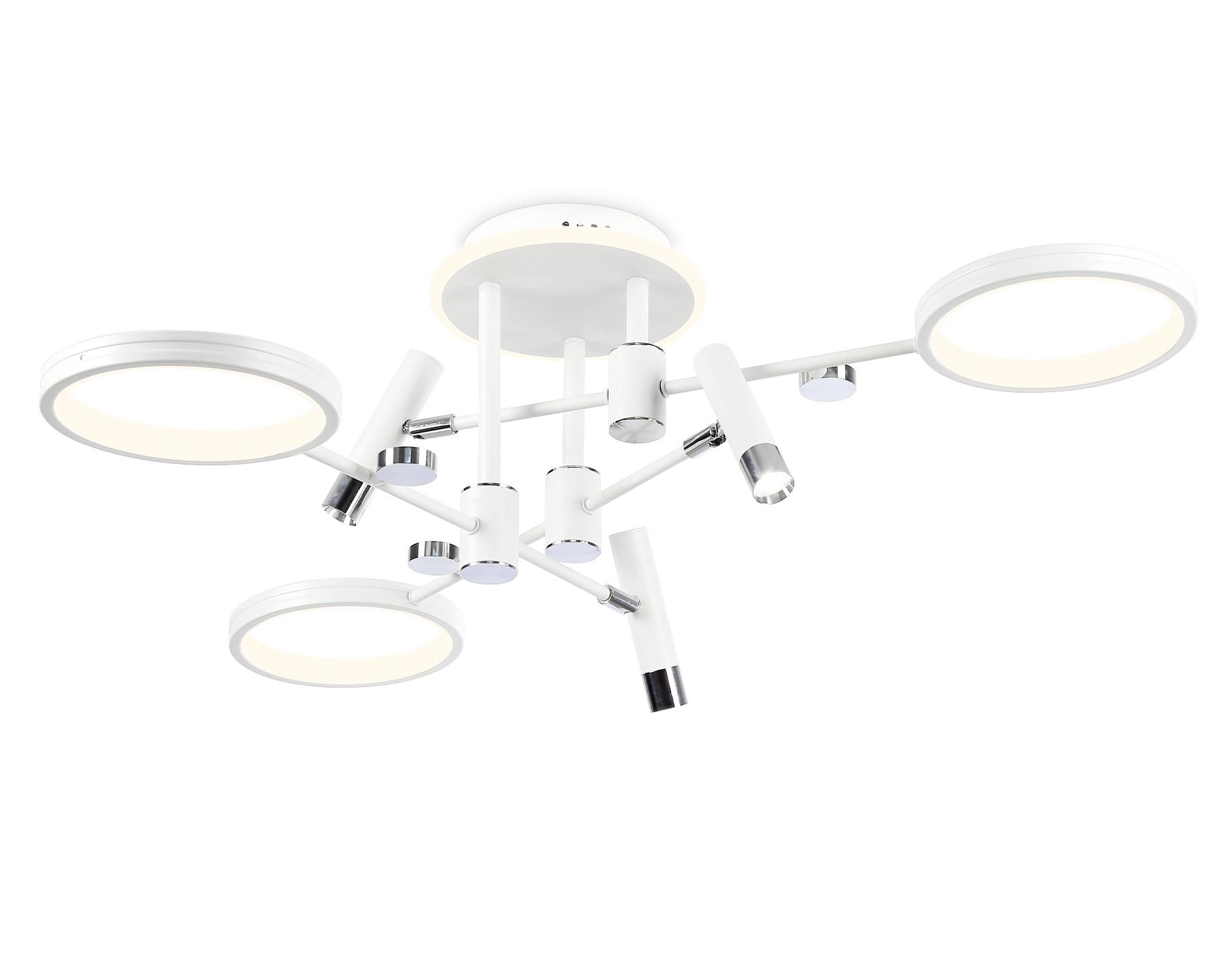 Потолочный светодиодный светильник с пультом управления FL51646/3+3 WH/CH белый/хром 76W 3000K-6400K D700*300 (ПДУ ИК)