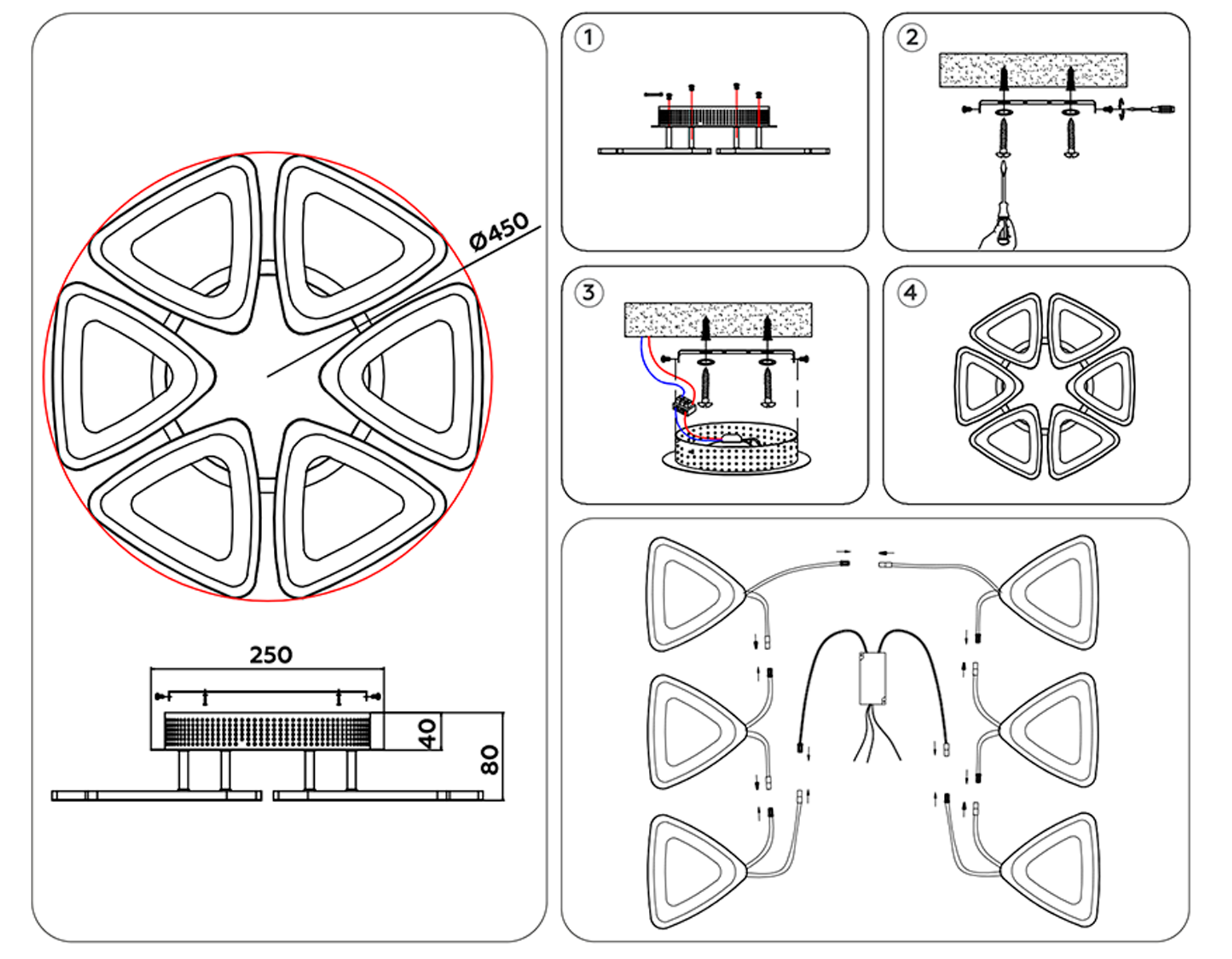 Потолочный светодиодный светильник с пультом FA4494/6 WH белый 4200K/3000K+6400K/6400K+3000K 84W D450*80 (ПДУ ИК)