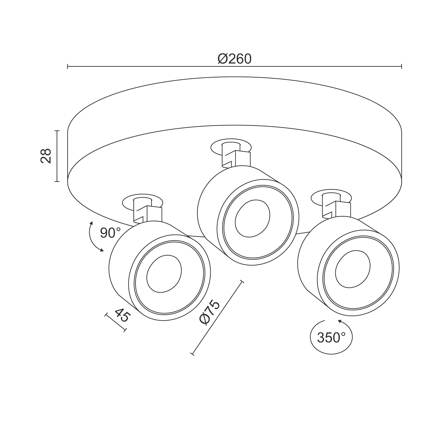 Накладной поворотный светодиодный светильник Ledron SAGITONY R3 S75 Black 4000K (11165)