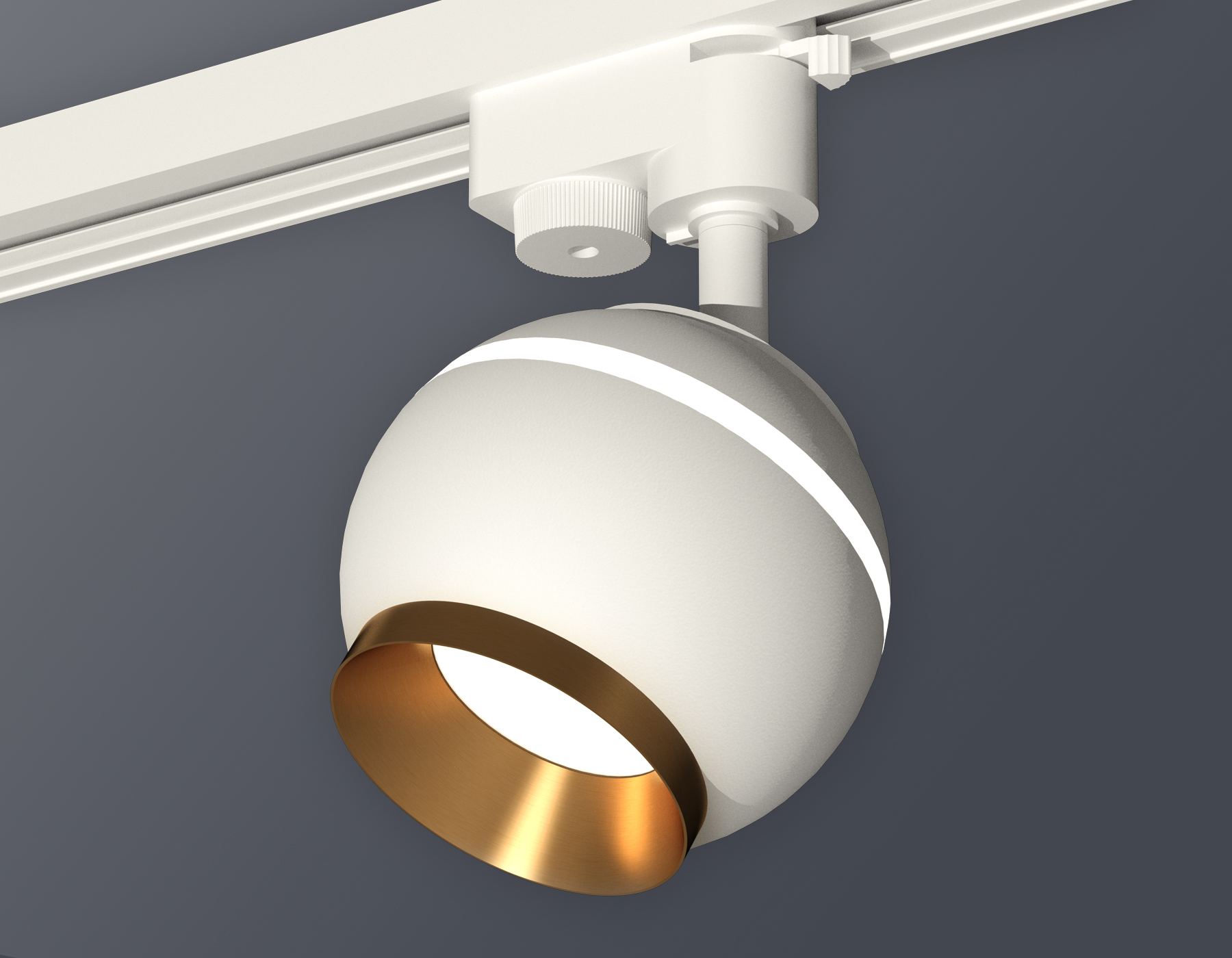 Комплект трекового однофазного светильника с подсветкой XT1101023 SWH/PYG белый песок/золото желтое полированное GU5.3 LED 3W 4200K (A2520, C1101, N7034)