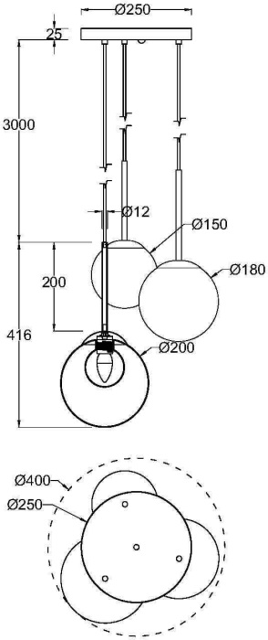 Подвесной светильник Maytoni Basic form MOD521PL-03G (mod521pl-03g)