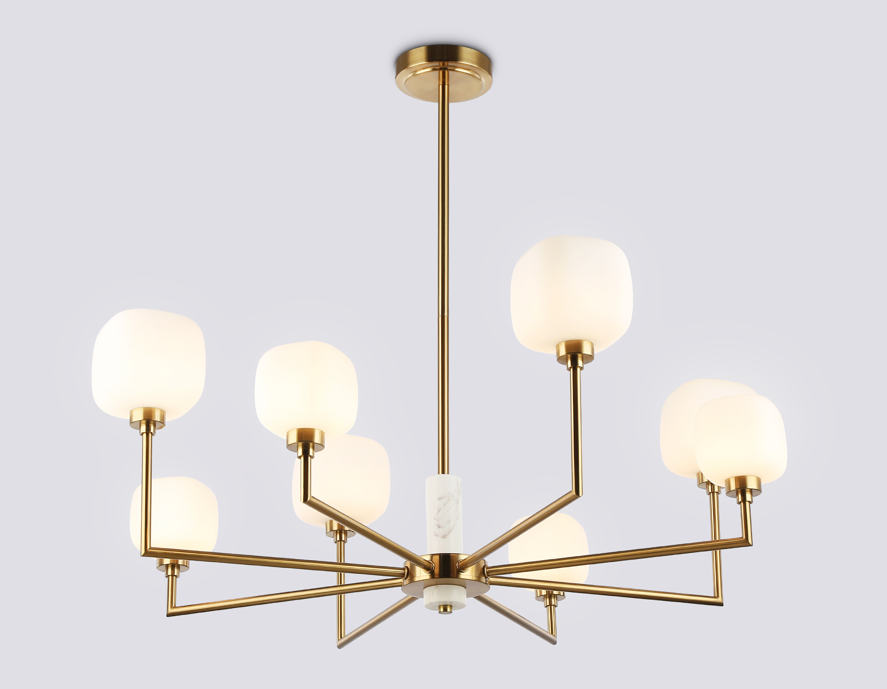 Люстра на штанге с мрамором LH53017/8 BS/FR латунь/белый матовый G9*8 max 40W D830*680