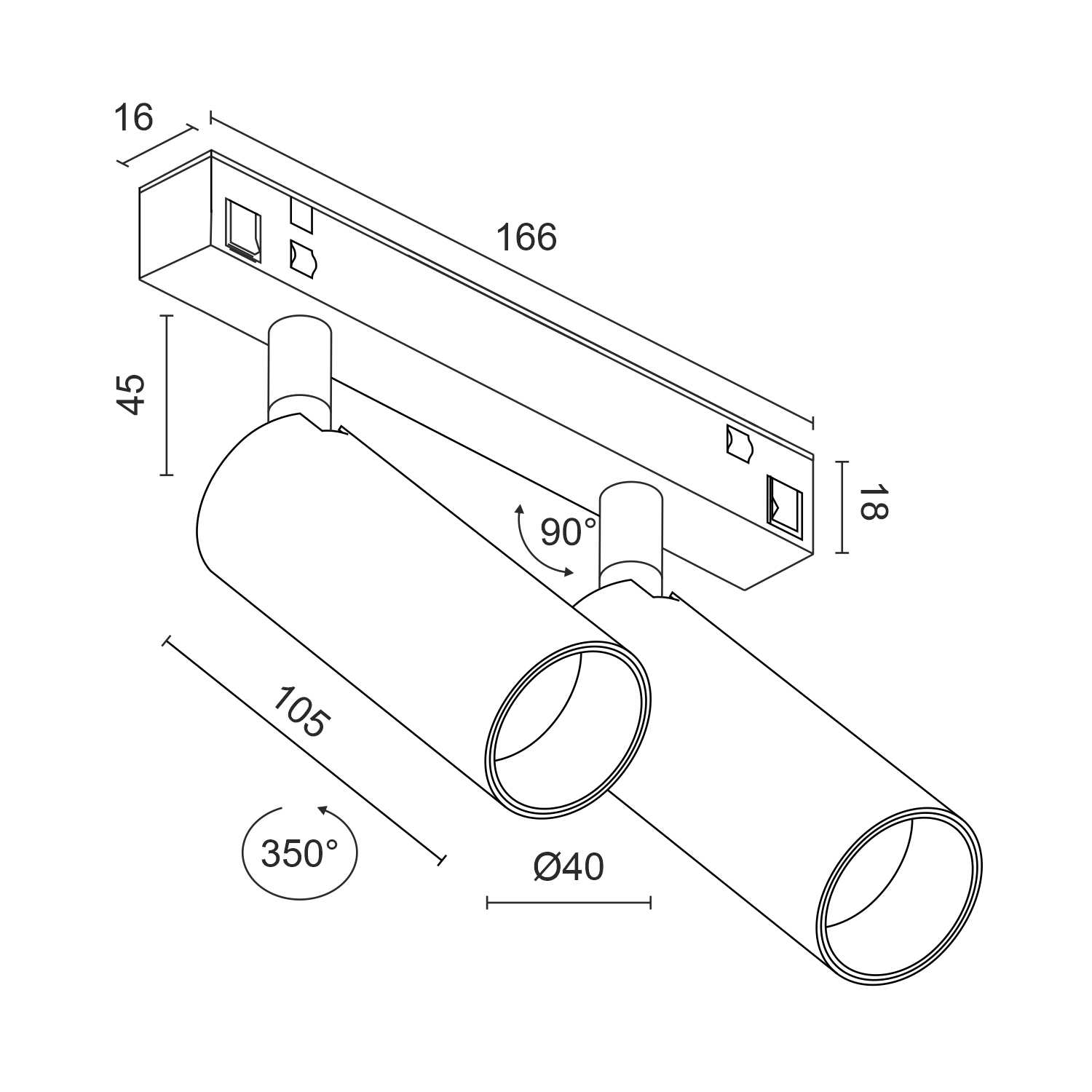Светодиодный светильник для магнитной системы Ledron Sagi S40 Double White 3000K (4089)
