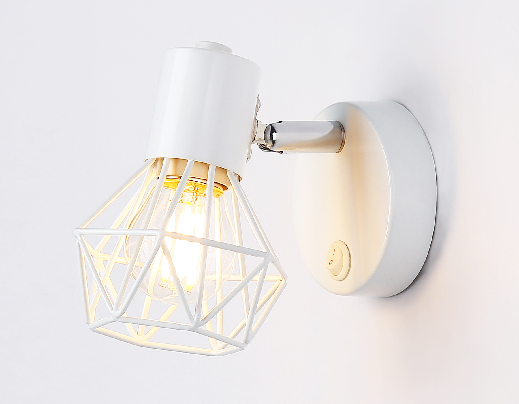 Накладной спот с выключателем в стиле лофт TR8626 WH/CH белый/хром E27 max 40W 115*91*150