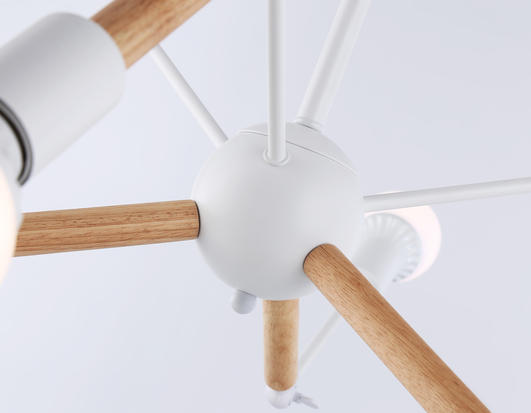 Подвесной светильник в стиле лофт TR80485/6 WH/LW белый/светлое дерево E27/6 max 60W D930*510