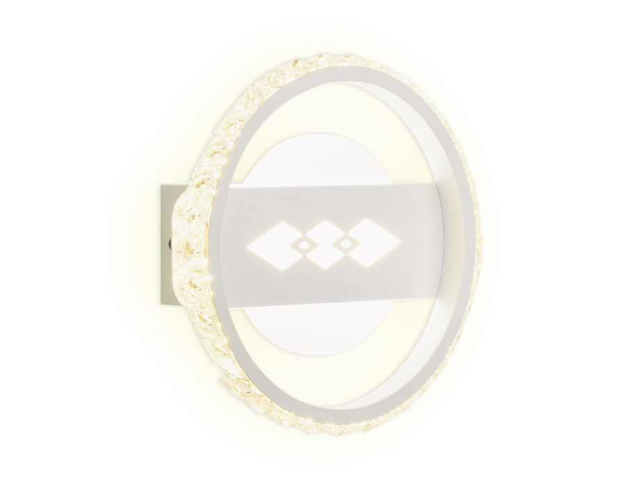 Настенный светодиодный светильник с хрусталем FA221 WH белый LED 6400K+3000K 24W D200*40