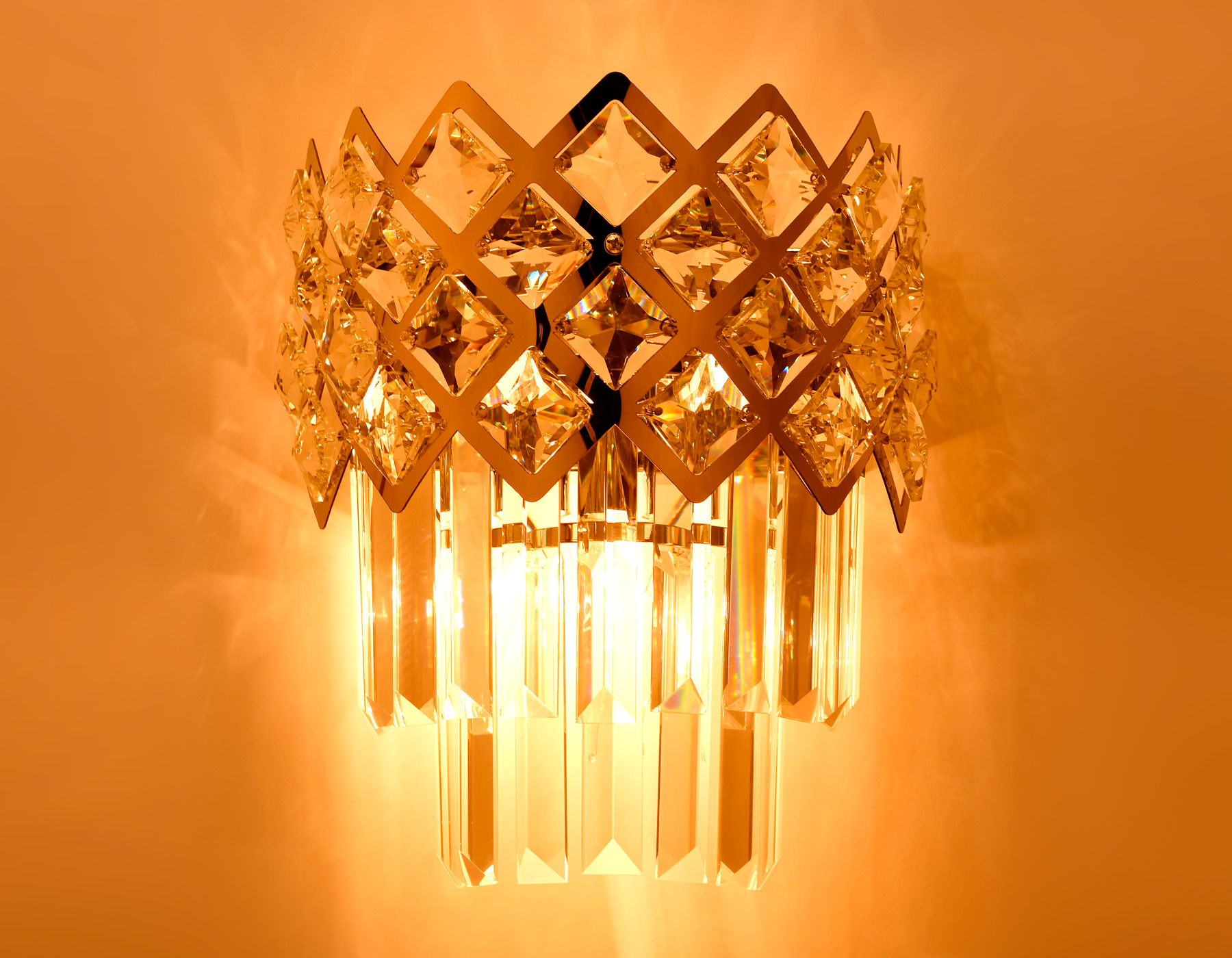 Настенный светильник с хрусталем TR5282/2 CH/CL хром/прозрачный E14/2 max 40W 280*220*150