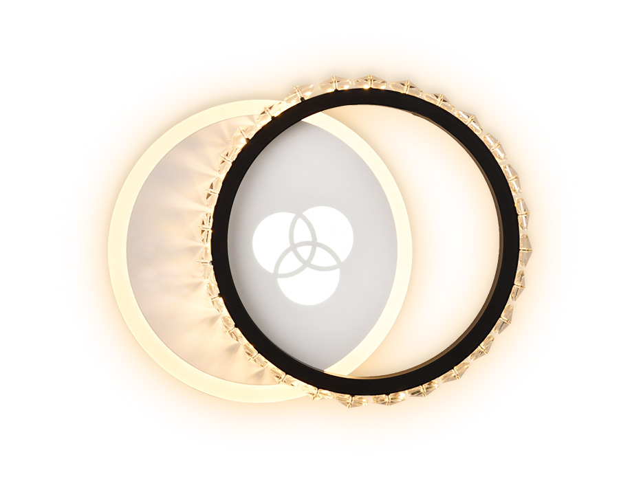 Настенный светодиодный светильник с хрусталем FA228 WH белый LED 4200K+4200K/6400K 28W 220*170*50