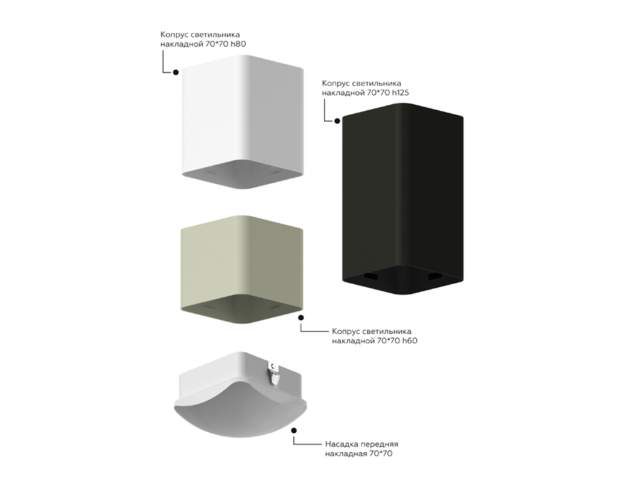 Корпус светильника накладной для насадок 70*70mm C7812 SWH белый песок 70*70*H80mm MR16 GU5.3