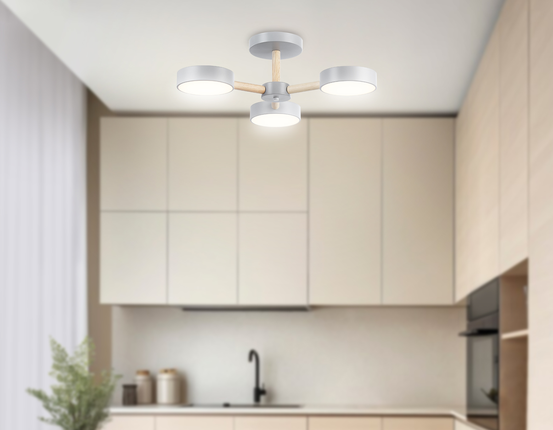 Подвесной светодиодный светильник с пультом FL4822/3 GR серый 3000K-6400K 40W D580*160 (ПДУ ИК)