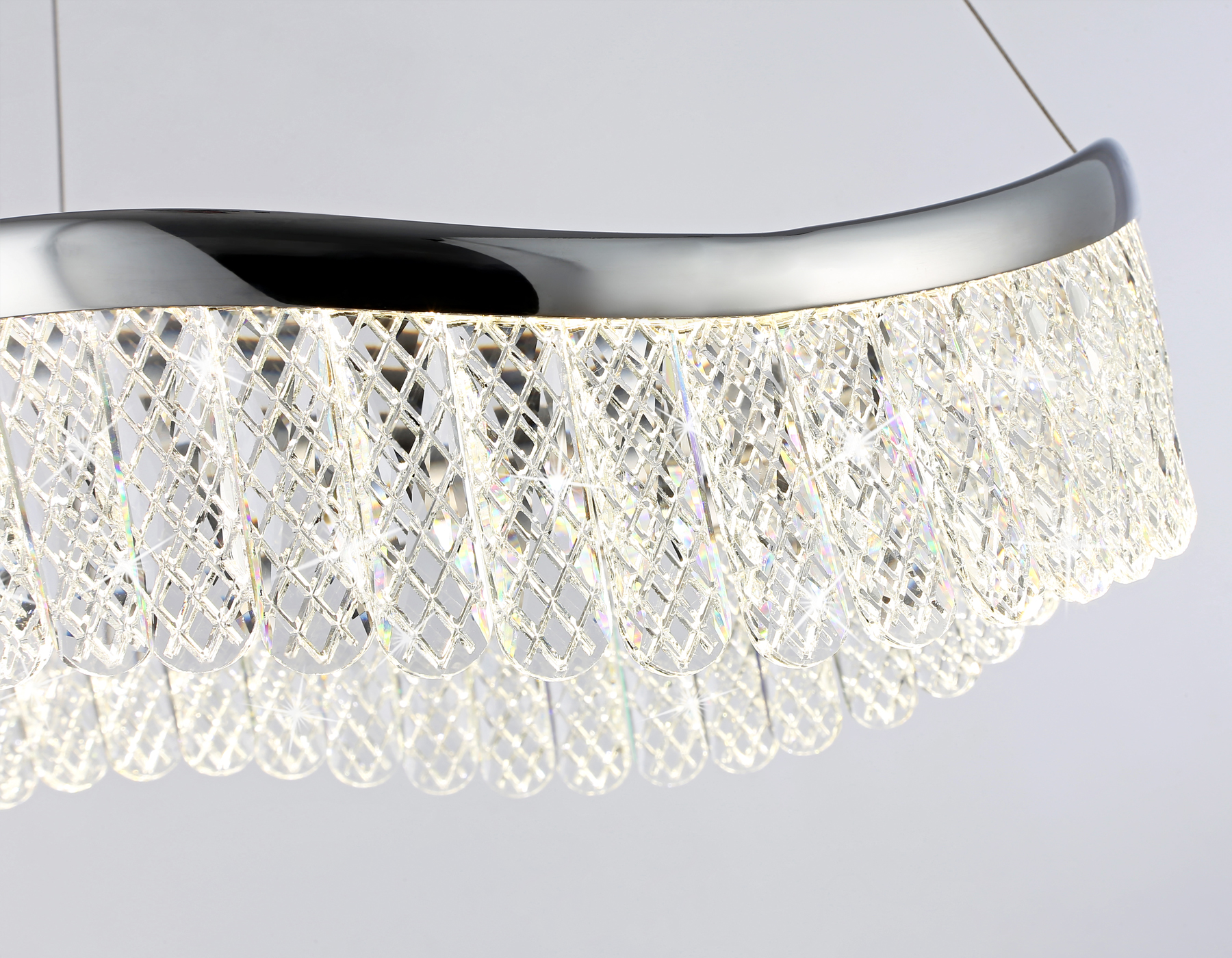 Подвесной светодиодный светильник с хрусталем TR49712 CH хром 34W 3000K/4200K/6400K D500*1010 (Без ПДУ)