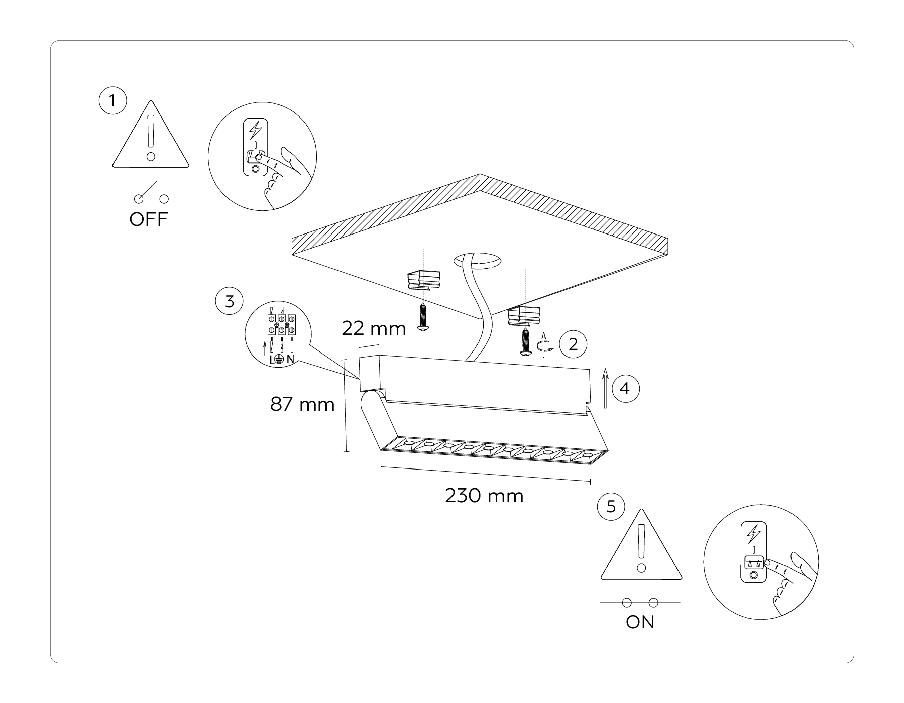 Настенно-потолочный светодиодный светильник TA1829 BK черный LED 12W 4200K 230*22*87