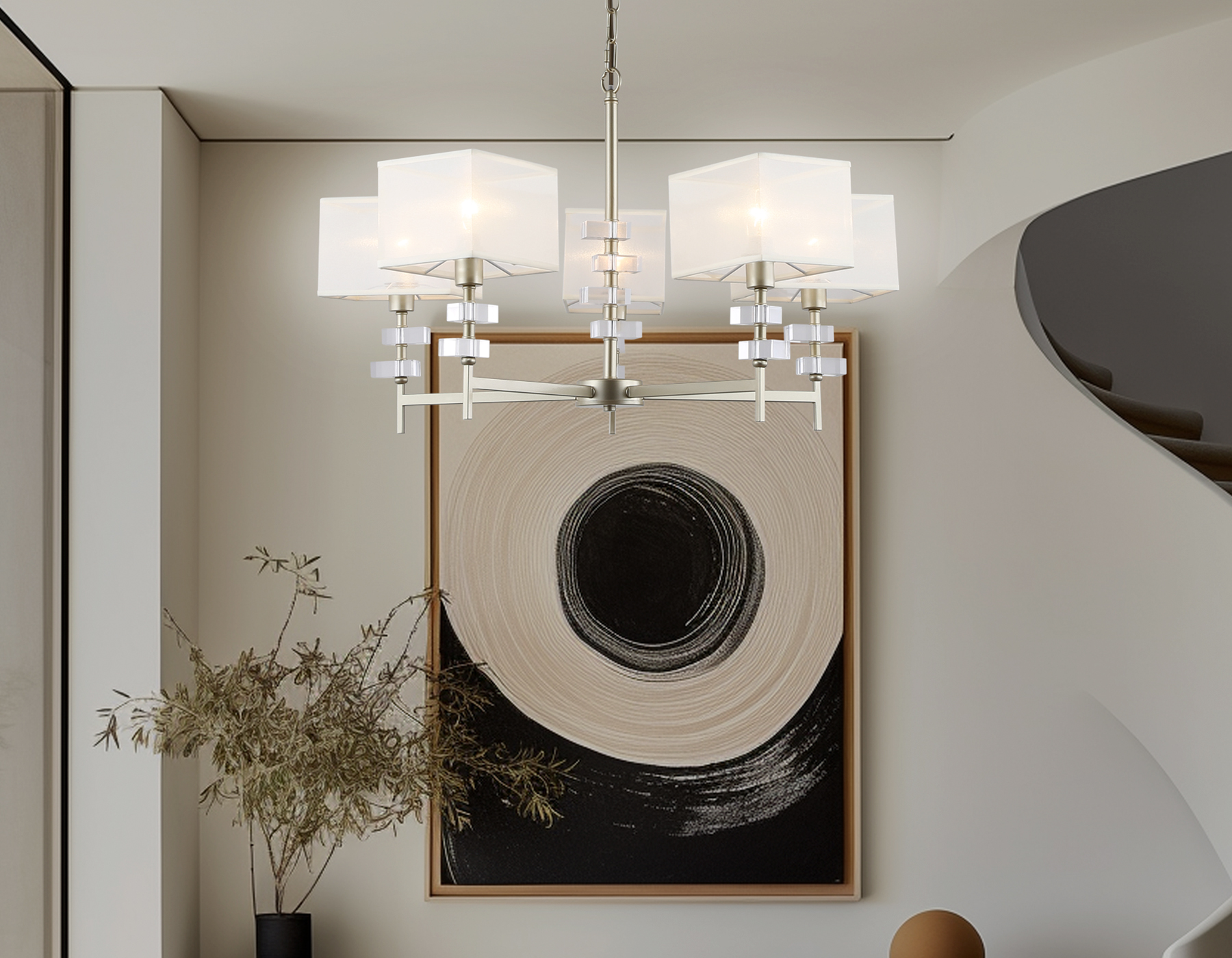 Подвесная люстра с абажурами LH71331/5 CGD золото E14/5 max 40W D700*850