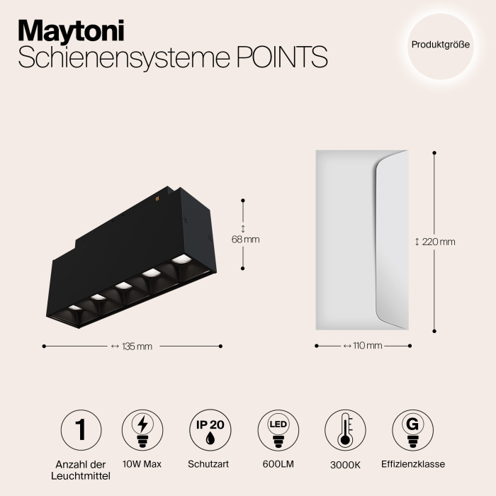 Трековый светильник Points S35 3000K 10Вт 24 LED магнитный Maytoni Technical TR014-2-10W3K-B (tr014-2-10w3k-b)