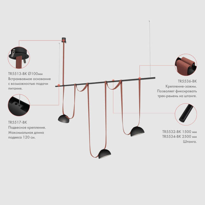 Крепление-зажим для трека-ремня на штанге Denkirs Belty Base TR5536-BK (tr5536-bk)