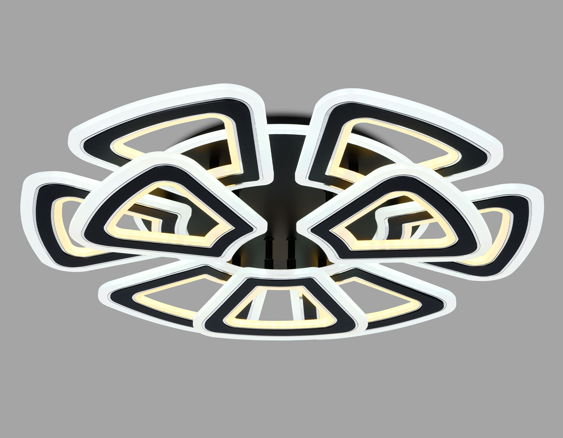 Управляемый светодиодный светильник FA8893/6+3 BK/CH черный/хром 210W 3000K/4200K/6400K 650*640*130 (ПДУ РАДИО 2.4G)