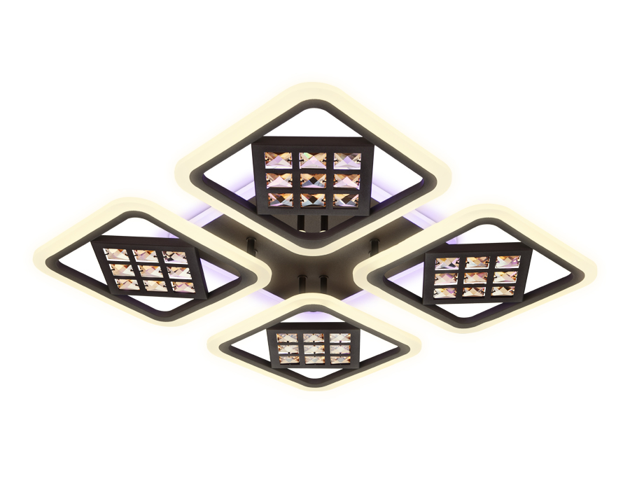 Потолочный светодиодный светильник с пультом FA287/4 CF/TI кофе/янтарь 116W 750*750*80 (ПДУ РАДИО 2.4G)