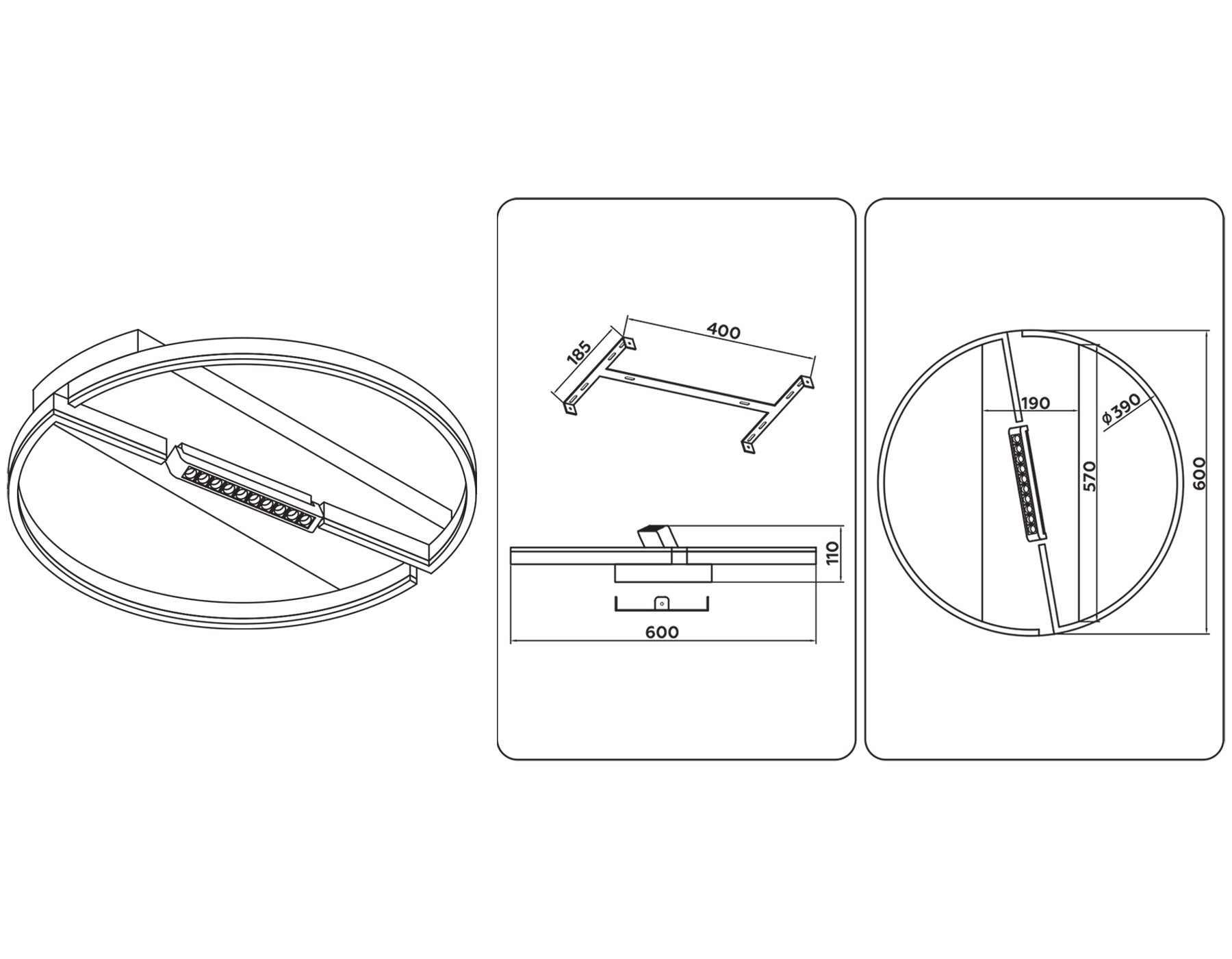 Потолочный светодиодный светильник FL51460/1+1 BK черный 72W 3000K-6400K+4200K D600*110 (ПДУ РАДИО 2.4G)