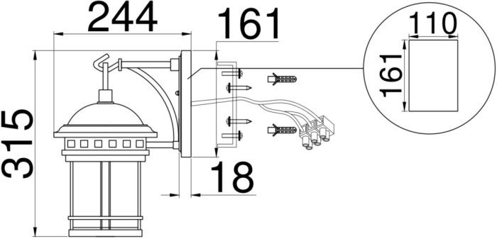Настенный уличный фонарь IP44 Maytoni Salamanca O031WL-01BR (o031wl-01br)