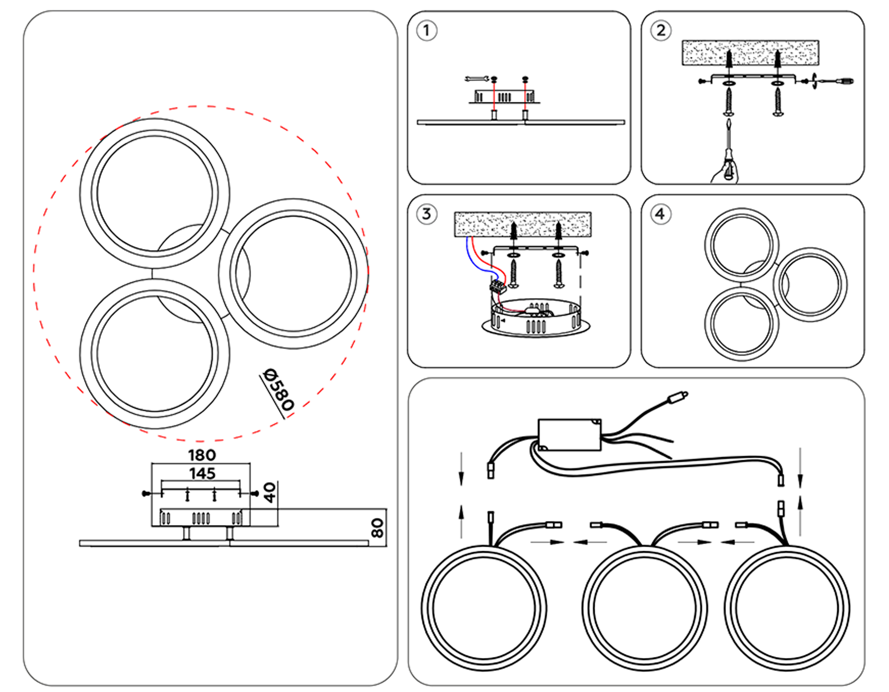 Потолочный светодиодный светильник с пультом FA4052/3 WH белый 4200K/3000/6400K 51W D580*80 (ПДУ ИК)
