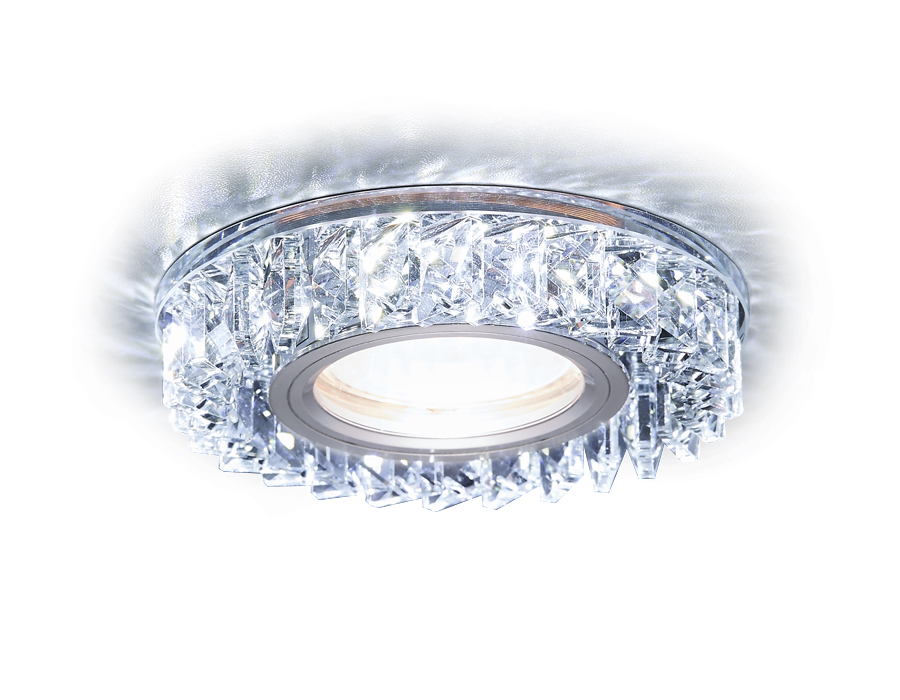 Встраиваемый точечный светильник MR16 со светодиодной подсветкой S255 CH хром/прозрачный хрусталь/MR16+3W(LED WHITE)